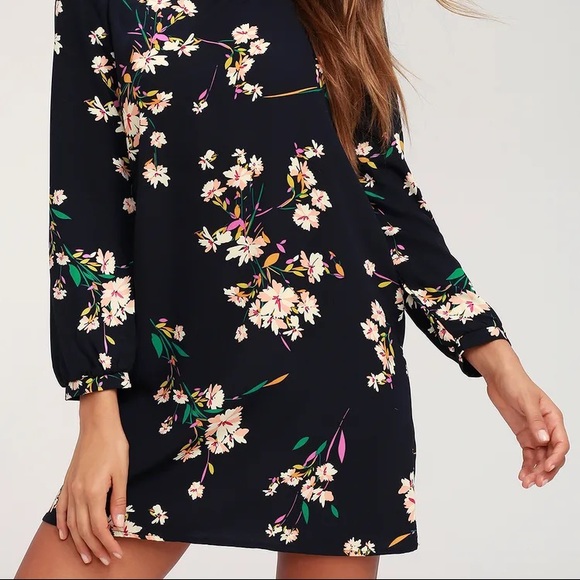 Lulu’s Herbaceous Babe Navy Floral Print Shift Dress - Picture 3 of 12